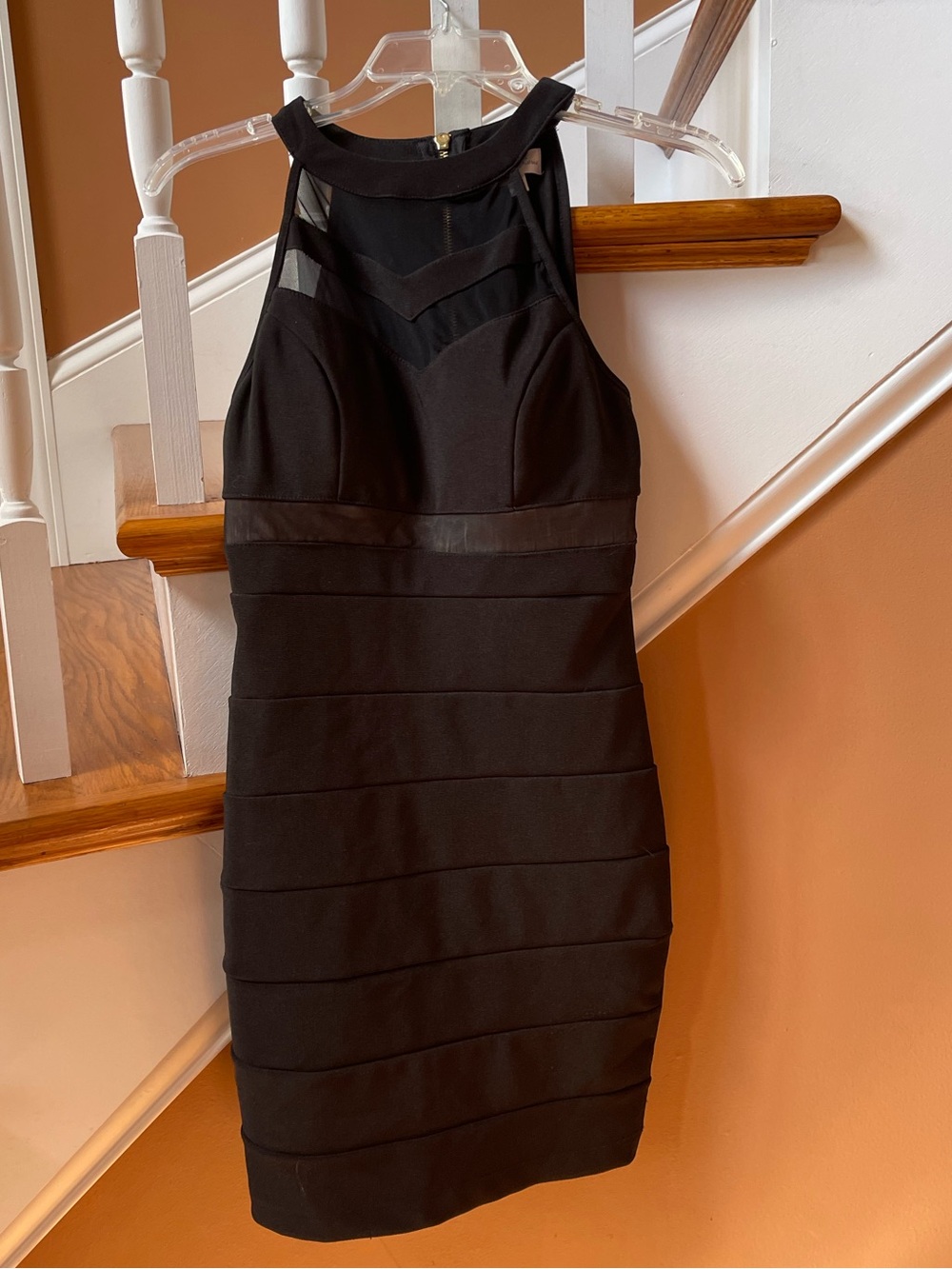 Honey and Rosie Sz S like new form fitting net inserts LBD; zipper back, bra cup